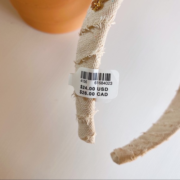 Anthropologie | Embellished Linen Headband Neutral - Picture 7 of 8